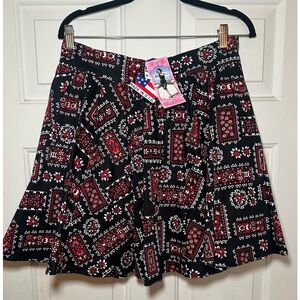 Pinup Couture XL Black‎ Bandana Mini Skirt NWT Rockabilly Fashion.